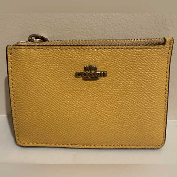 Coach Handbags - Coach Mustard Leather Card Pouch